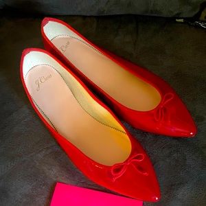 Brand new JCrew flats in a gorgeous lipstick red patent leather.